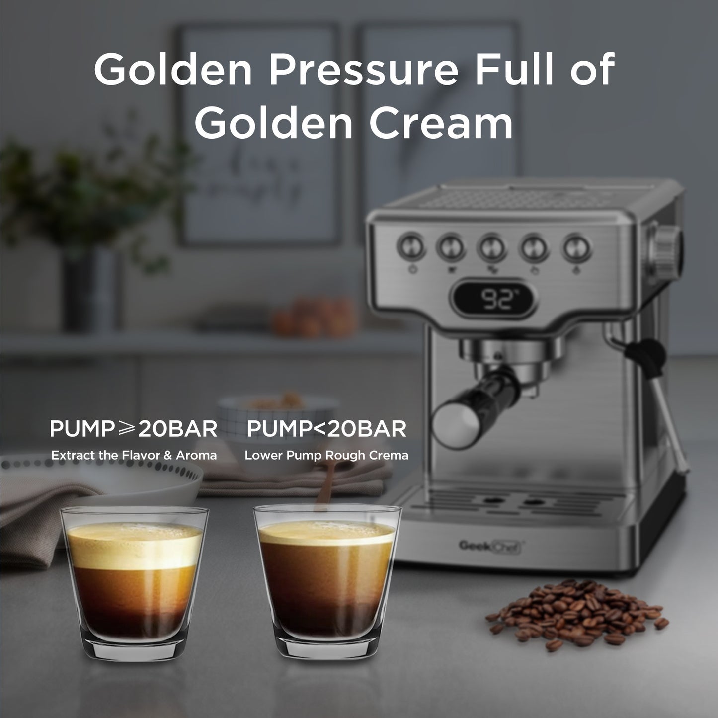 GeekChef 20-Bar All-in-One Espresso Machine with Milk Frother – Professional Home Barista System