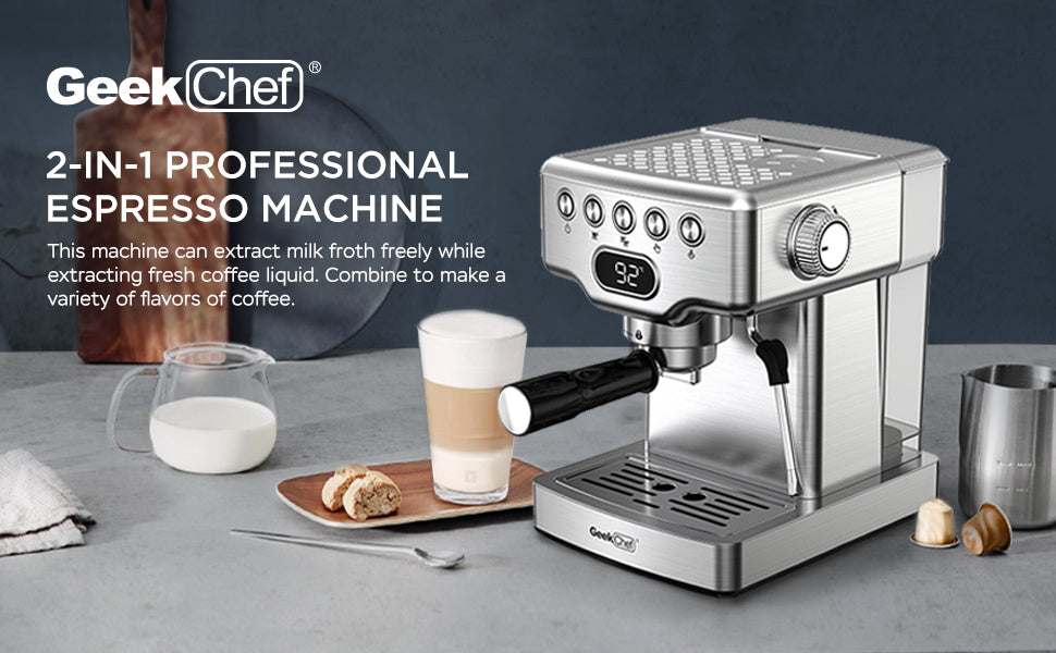 GeekChef 20-Bar All-in-One Espresso Machine with Milk Frother – Professional Home Barista System